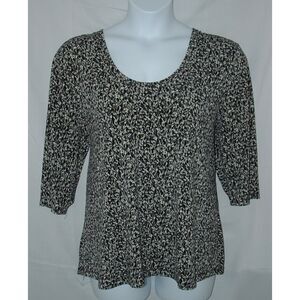 LANE BRYANT Black Print Plus Sz 22/24 Casual Wear Stretchy Jersey Knit Shirt
